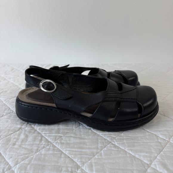 Dansko Black Leather Fisherman Sandals Slingback Platform Clogs Portugal Size 9 - Picture 10 of 10